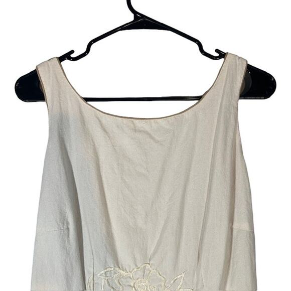 Basil & Maude Cream Sleeveless Floral Embroidered Cutout Sheath Dress Women Sz S - Picture 3 of 12